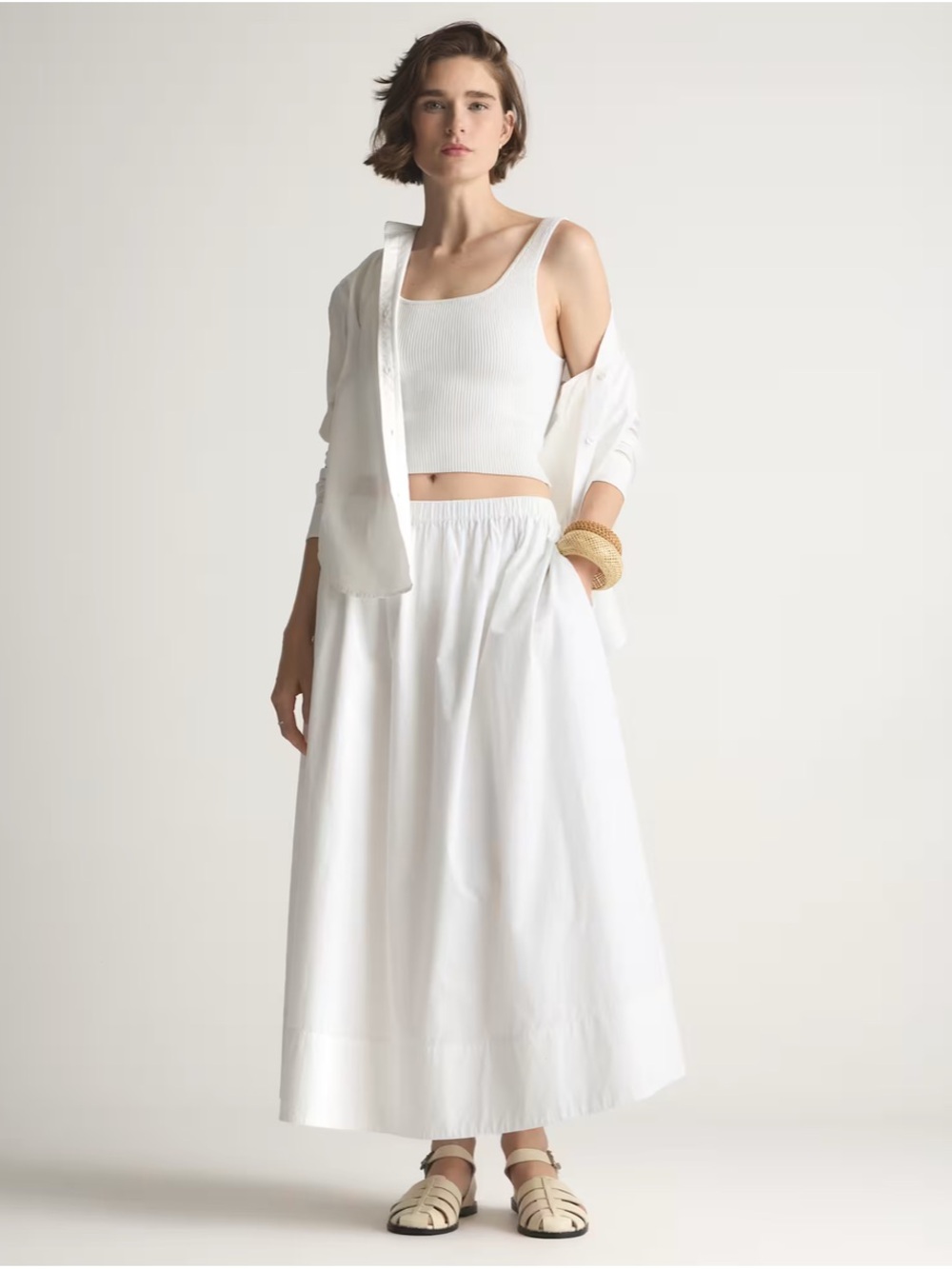 100% Organic Cotton Poplin A-line Maxi Skirt